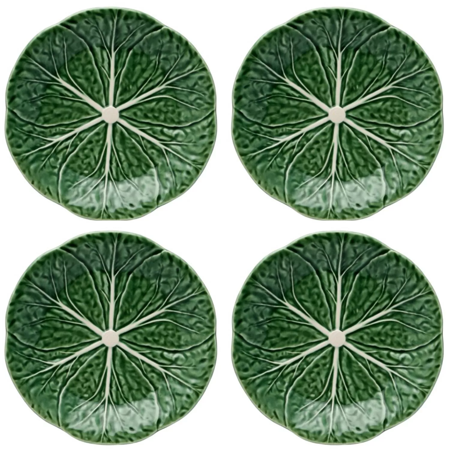 Bordallo Pinheiro Cabbage Green Dessert Plates, Set of 4