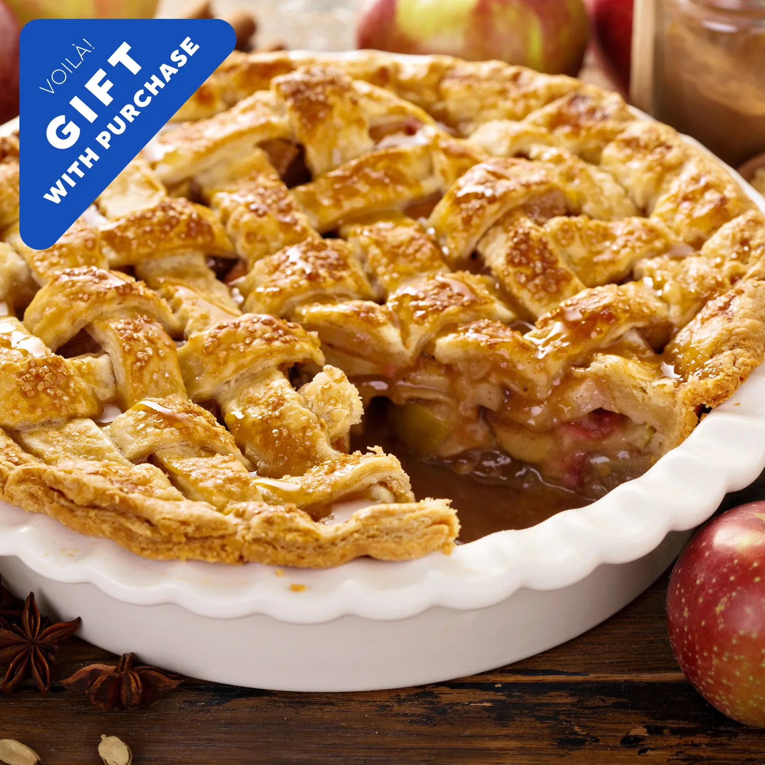 Take & Bake: Salted Caramel Lattice-Top Apple Pie + Pie Dish - image 1