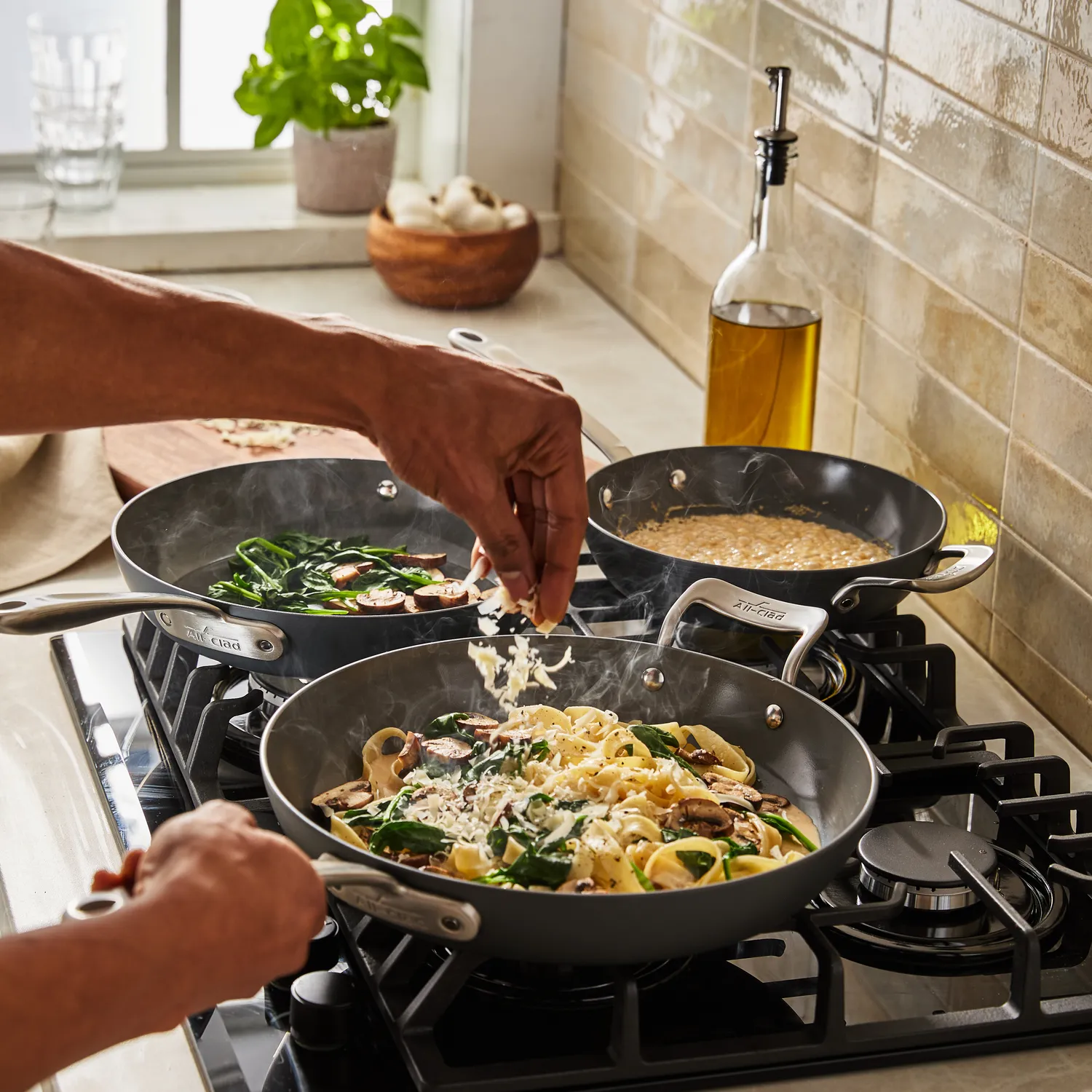 All-Clad HA1 Ceramic Nonstick 5-Piece Skillet Set