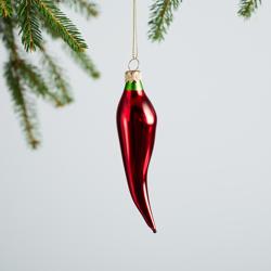 Sur La Table Chili Pepper Glass Ornament, 5.8"