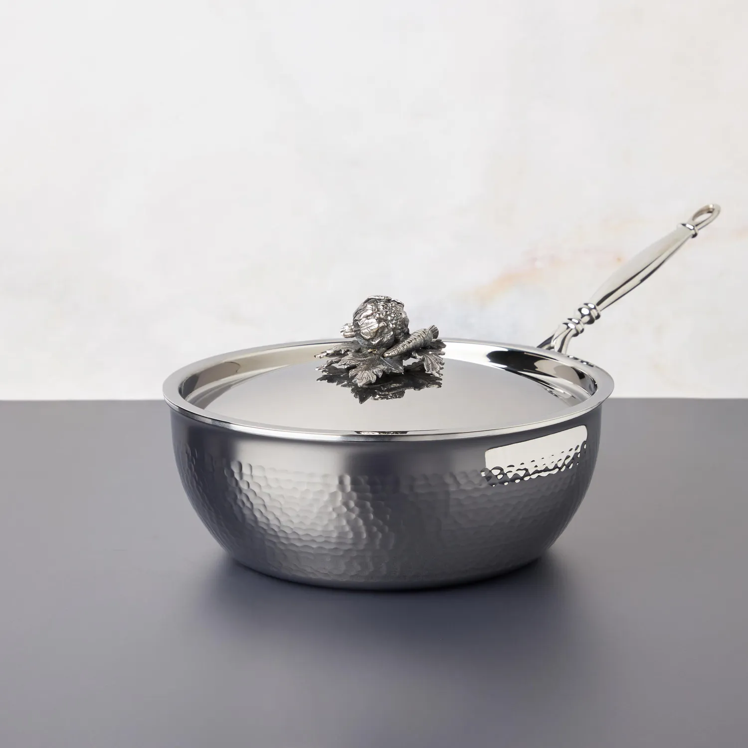 Ruffoni Opus Prima Hammered Stainless Steel Chef's Pan, 4 qt.