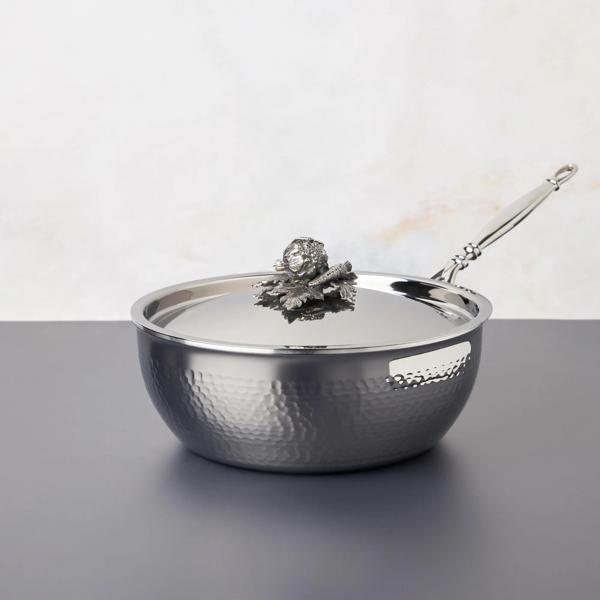 Ruffoni Opus Prima Hammered Stainless Steel Chef's Pan, 4 qt.