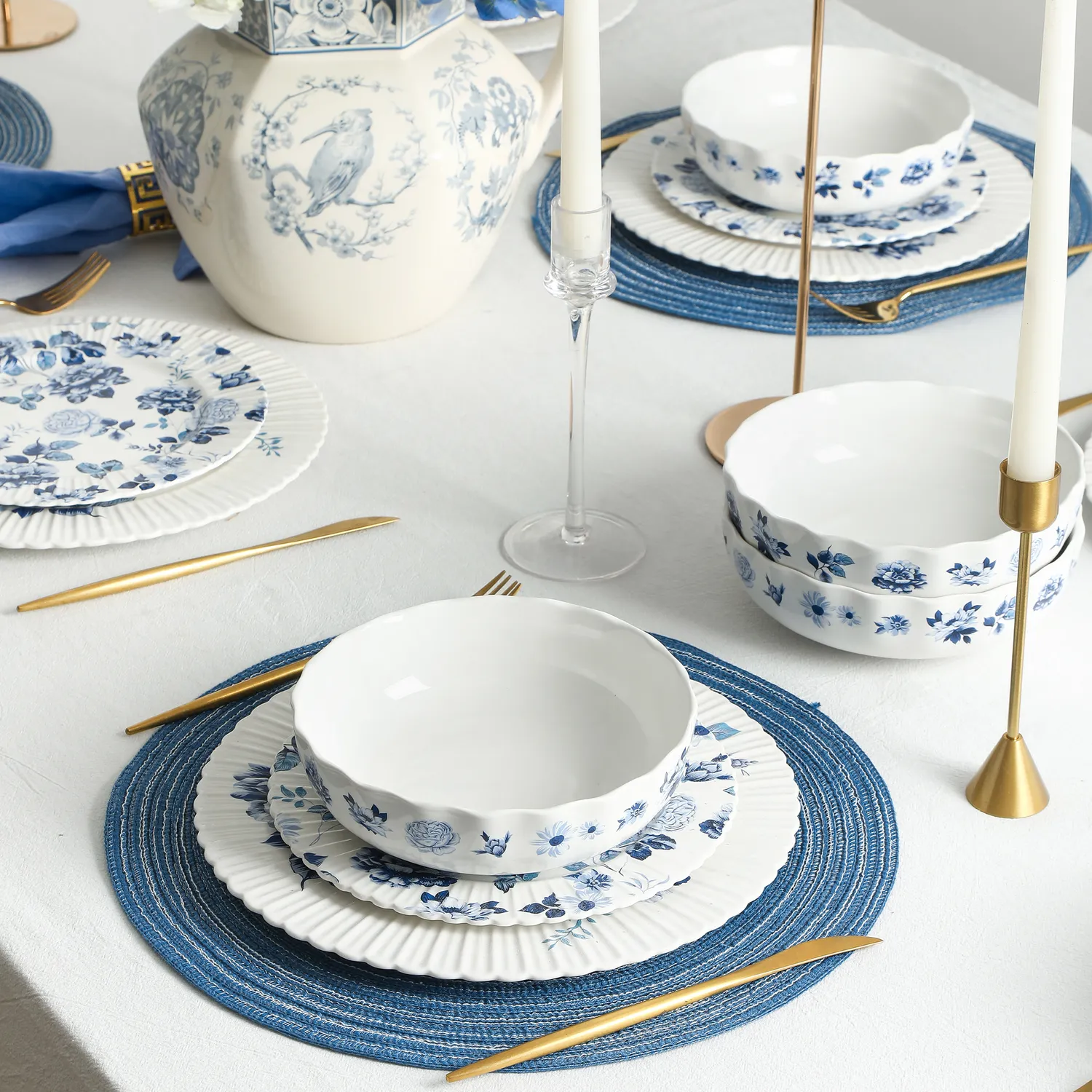Stone Lain Fiore New Bone China 12-Piece Dinnerware Set