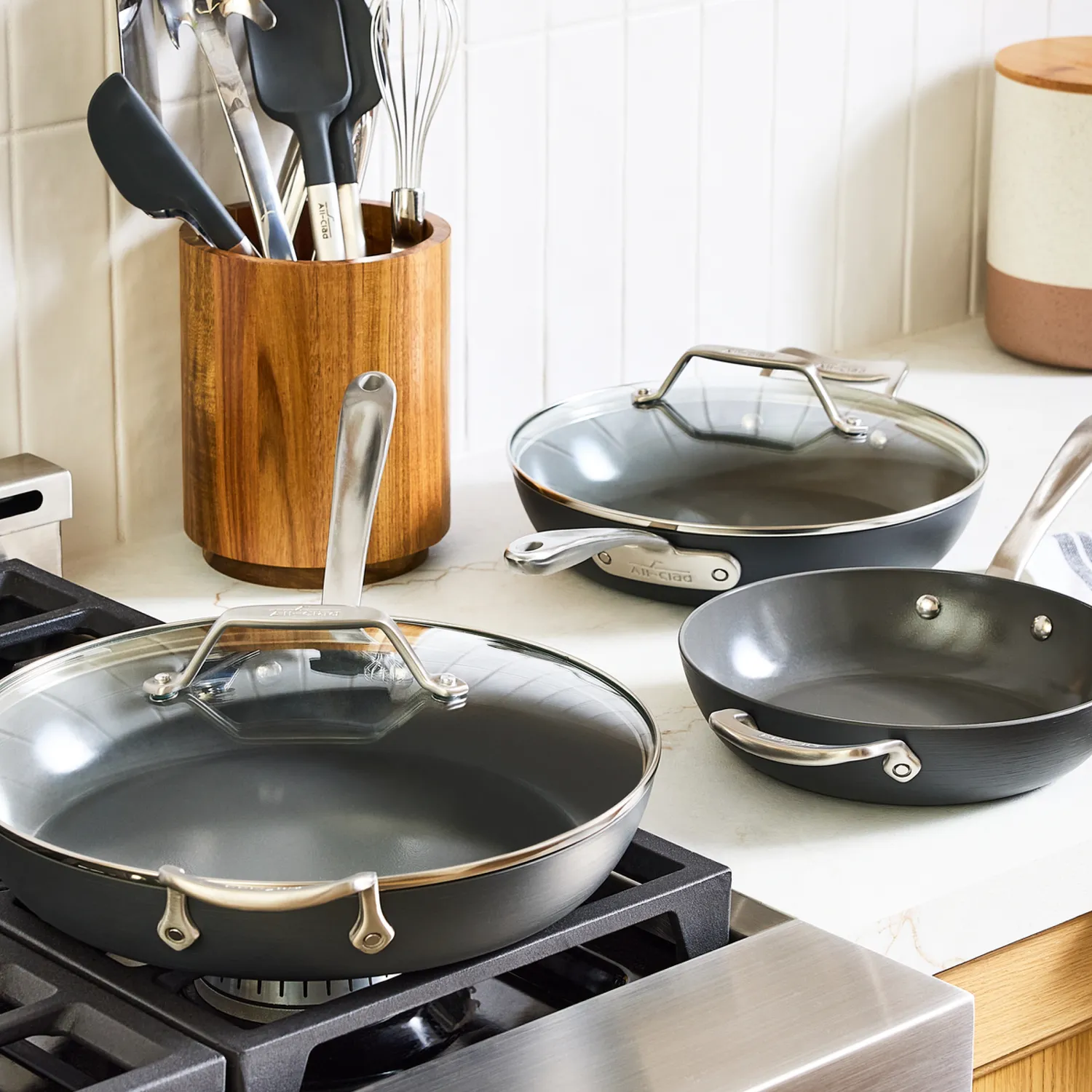 All-Clad HA1 Ceramic Nonstick 5-Piece Skillet Set