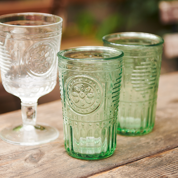 Pastel Green Bormioli Rocco Romantic Glass Drinking Tumbler 10.25 Oz Set Of 4 