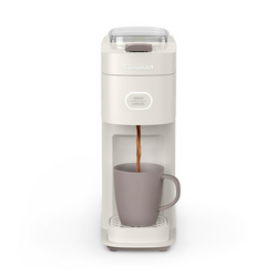 Cuisinart Soho™ Single-Serve Coffeemaker Reservoir should be 16oz for 20oz travel, cutout for 20oz travel needs to be wear the top and bottom crease matches up on machine, "bold button" for 20oz - yes a slower poor adding 1-2min, and lastly what is up with the peach handle??