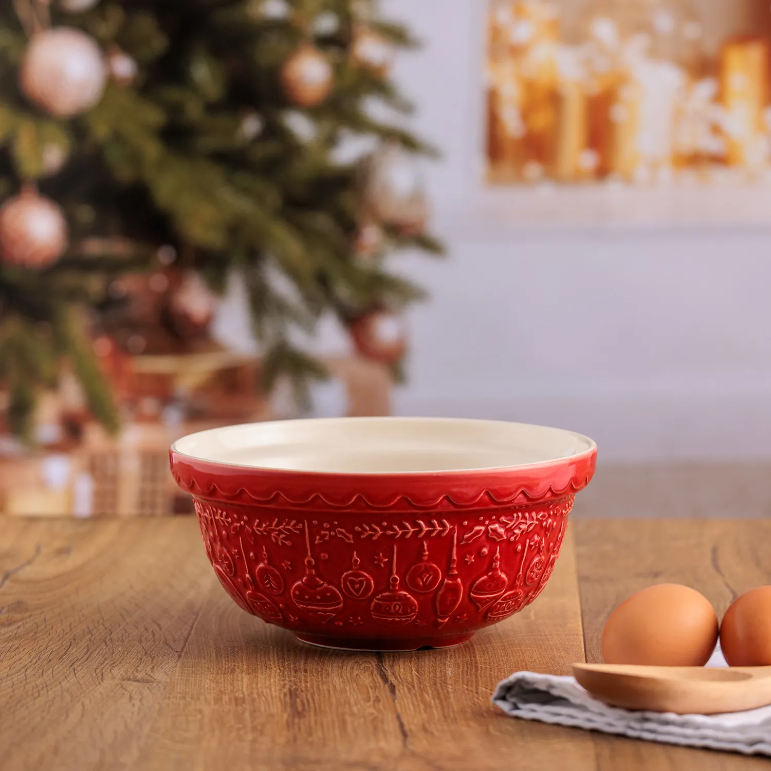 Mason Cash Deck The Halls Red Mixing Bowl 1.15qt