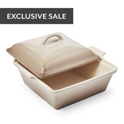 1.75qt Square Stoneware Baking Dish With Handles Cream/clay