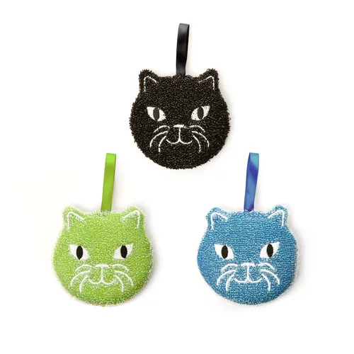 Kikkerland Kitty Scrub Sponges, Set of 3