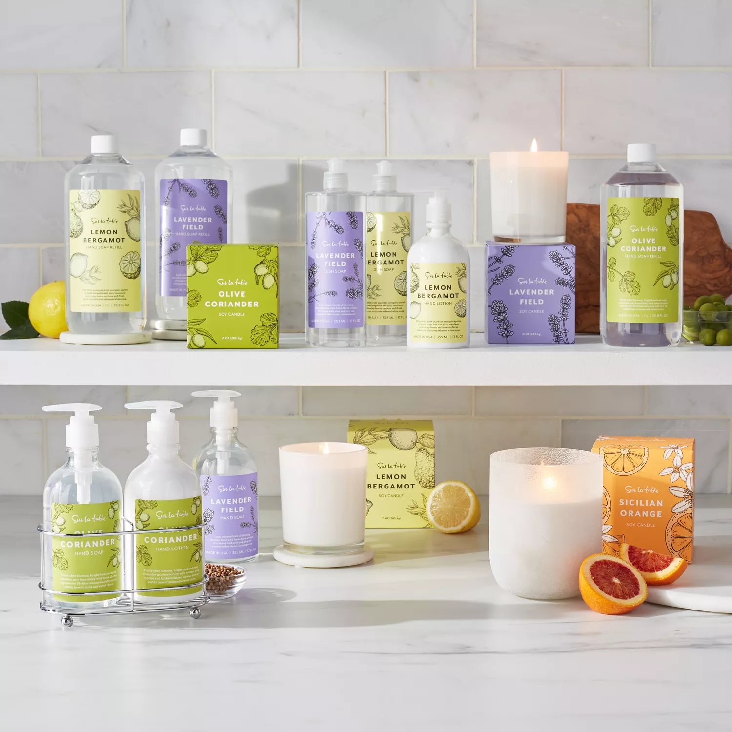 Sur La Table Olive Coriander Soap & Lotion Caddy Set