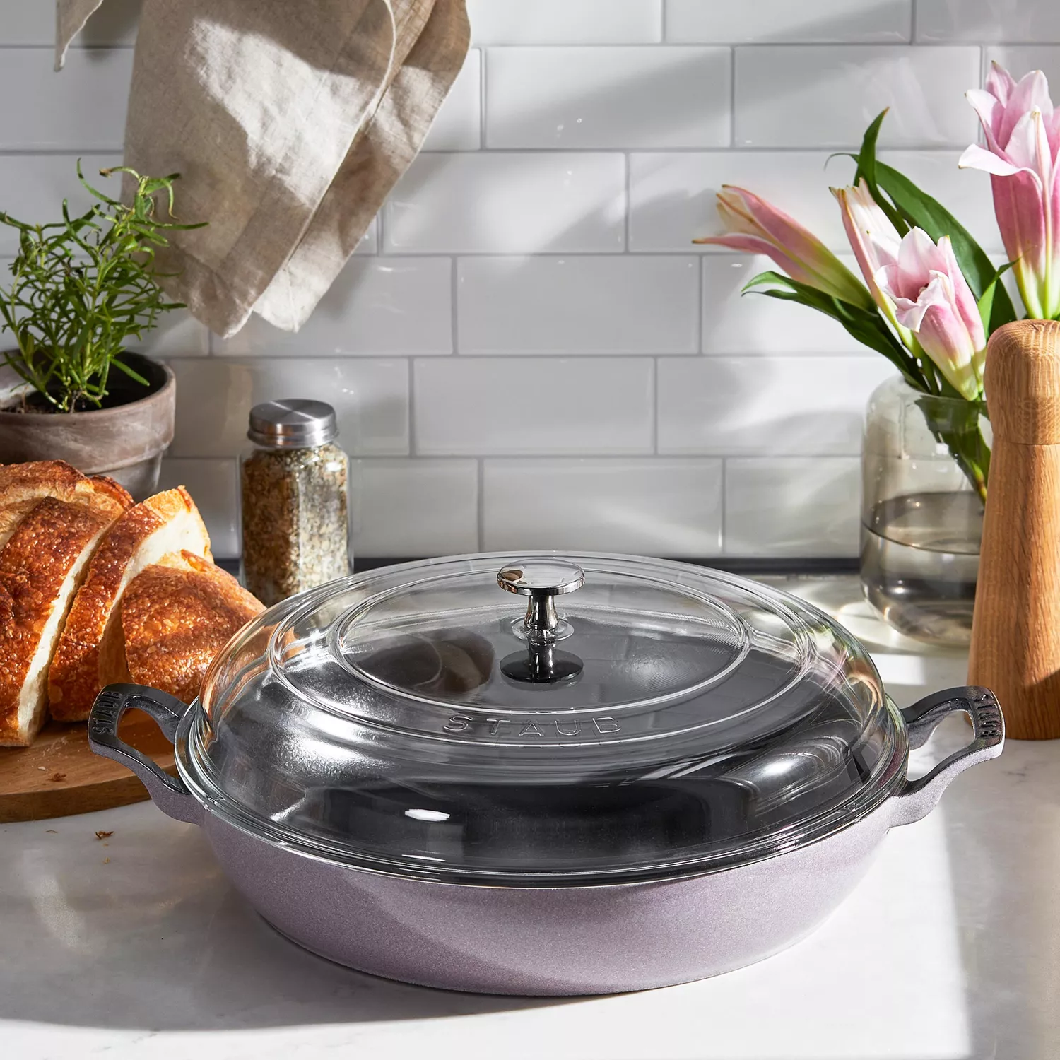 Staub Heritage All-Day Pan with Domed Glass Lid, 3.5 qt.