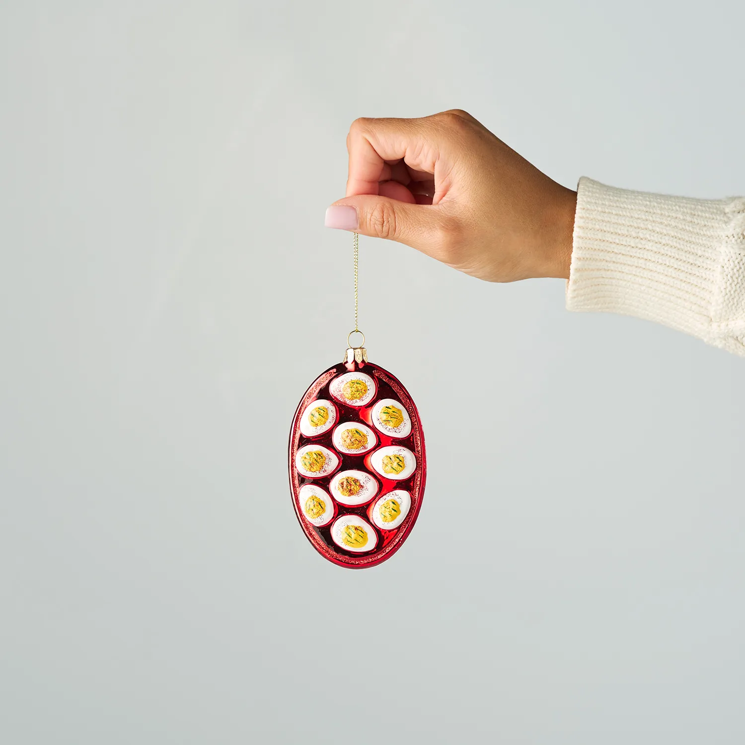 Sur La Table Deviled Egg Glass Ornament, 4"