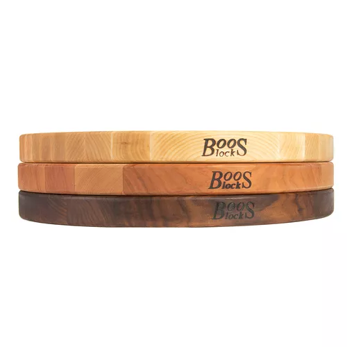 John Boos Maple Edge-Grain Round Cutting Board, 1.5" Thick