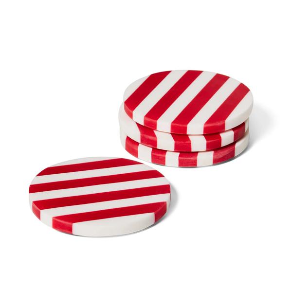 Sur La Table Seaside Resin Striped Coasters, Set of 4