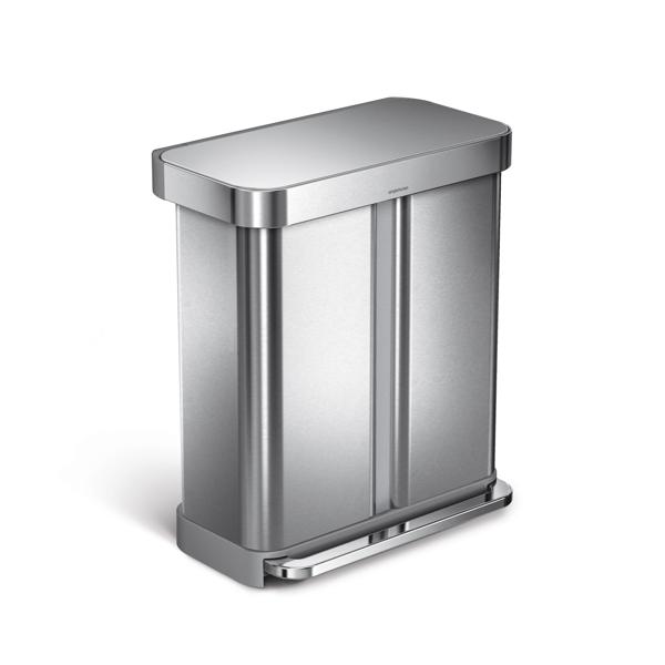 Simplehuman Dual Compartment Rectangular Step Can, 58 L
