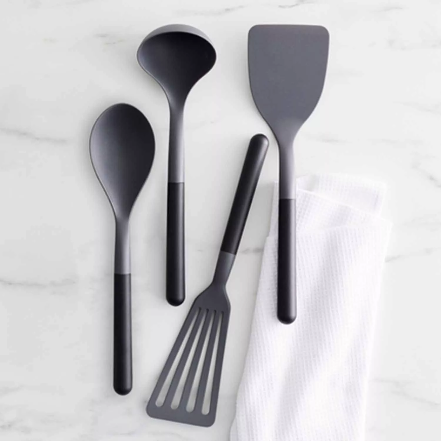 KitchenAid 4-Piece Plastic Kitchen Utensil Set Includes Spoon, Turner, Pasta Fork, and Spatula