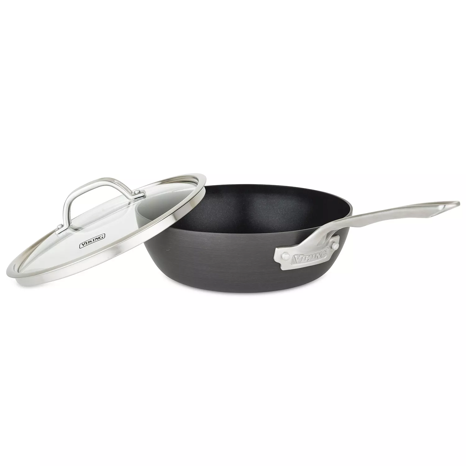 Viking Hard Anodized Nonstick Saucier with Lid, 3 qt.
