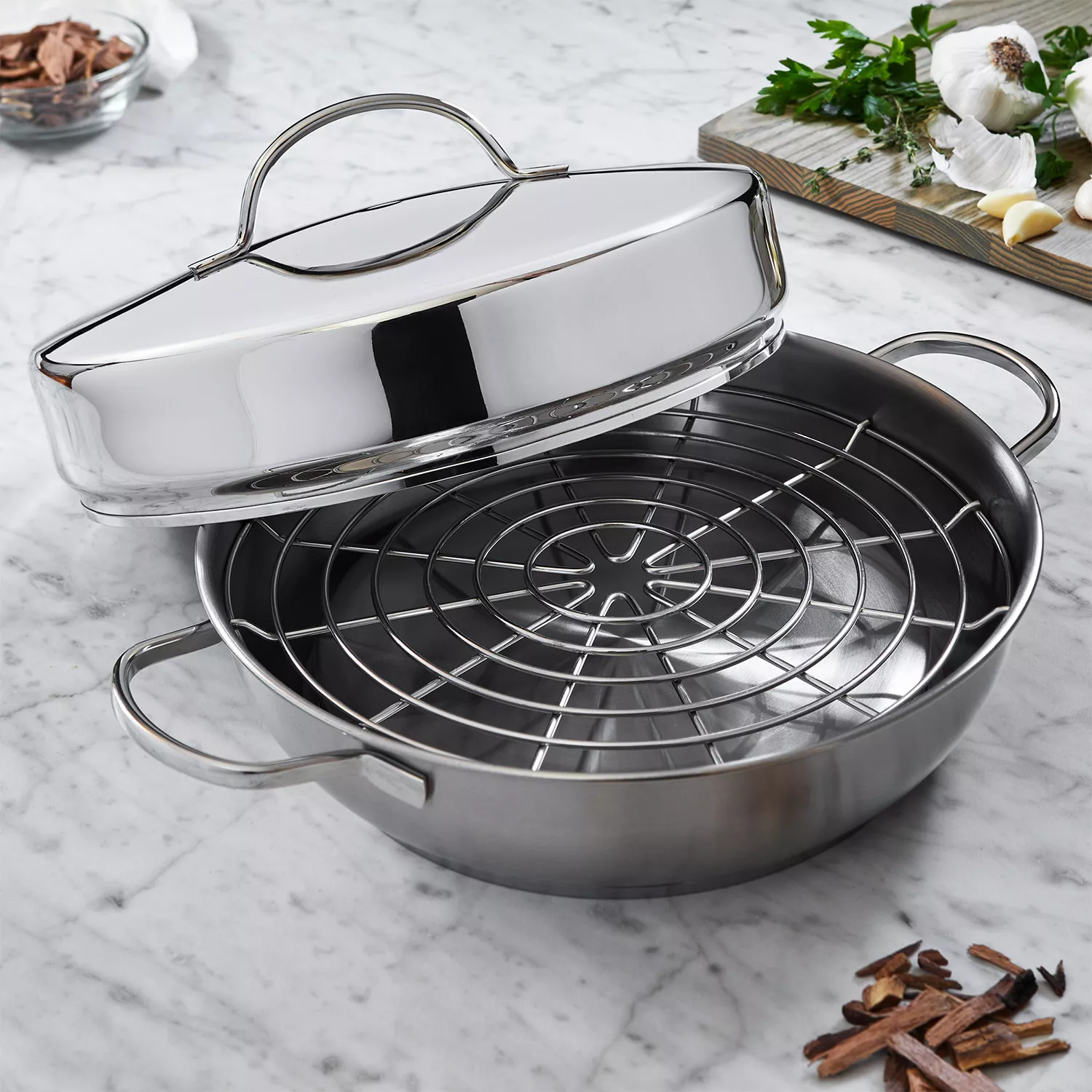 Demeyere Resto3 4-Piece Stainless-Steel Stovetop Smoker Set