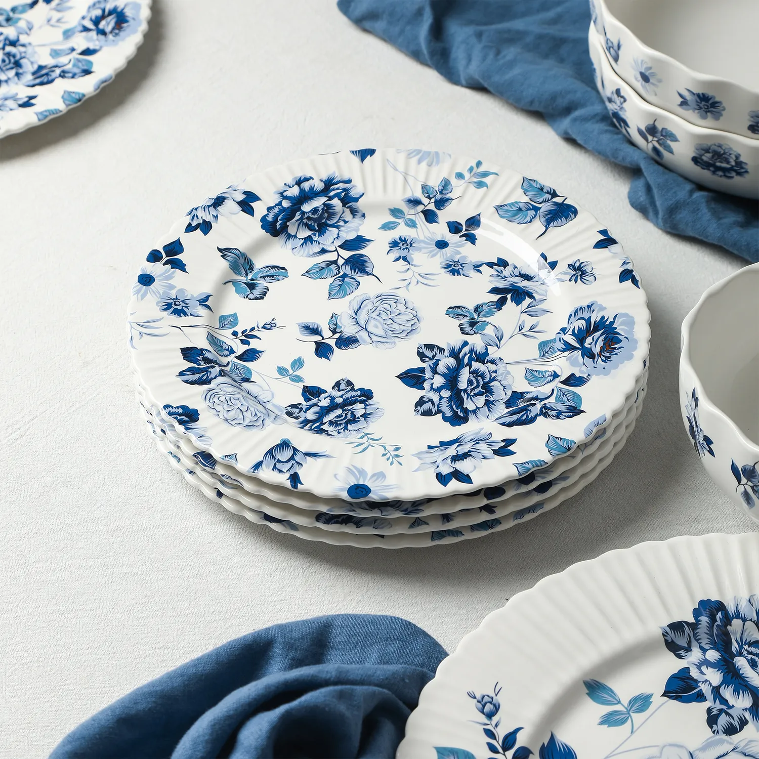 Stone Lain Fiore New Bone China 12-Piece Dinnerware Set