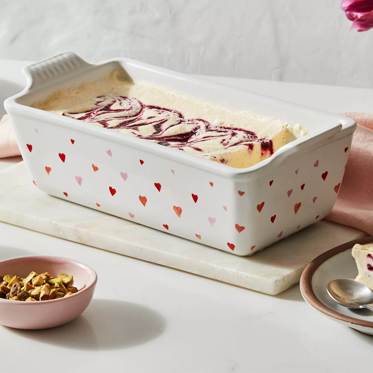 Le Creuset L'Amour Collection Loaf Pan, White with Heart Applique