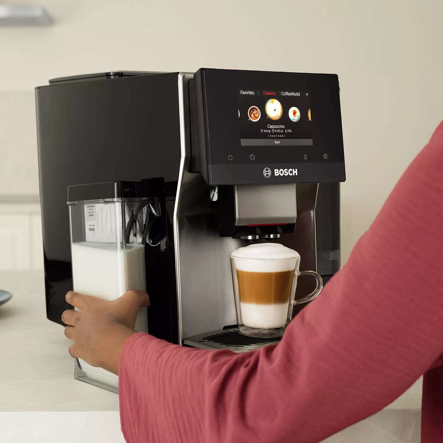 Bosch 800 Series Fully Automatic Espresso Machine in Silver