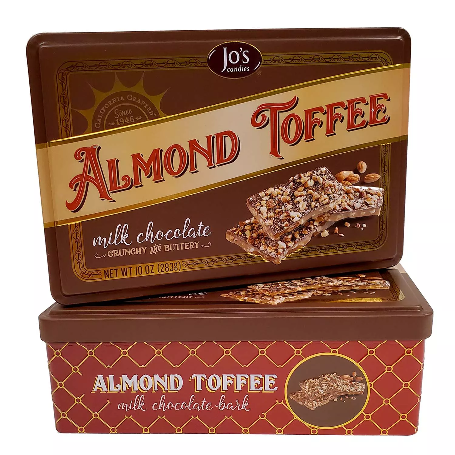 Jo&#8217;s Candies Milk Chocolate Almond Toffee Bark Gift Tin
