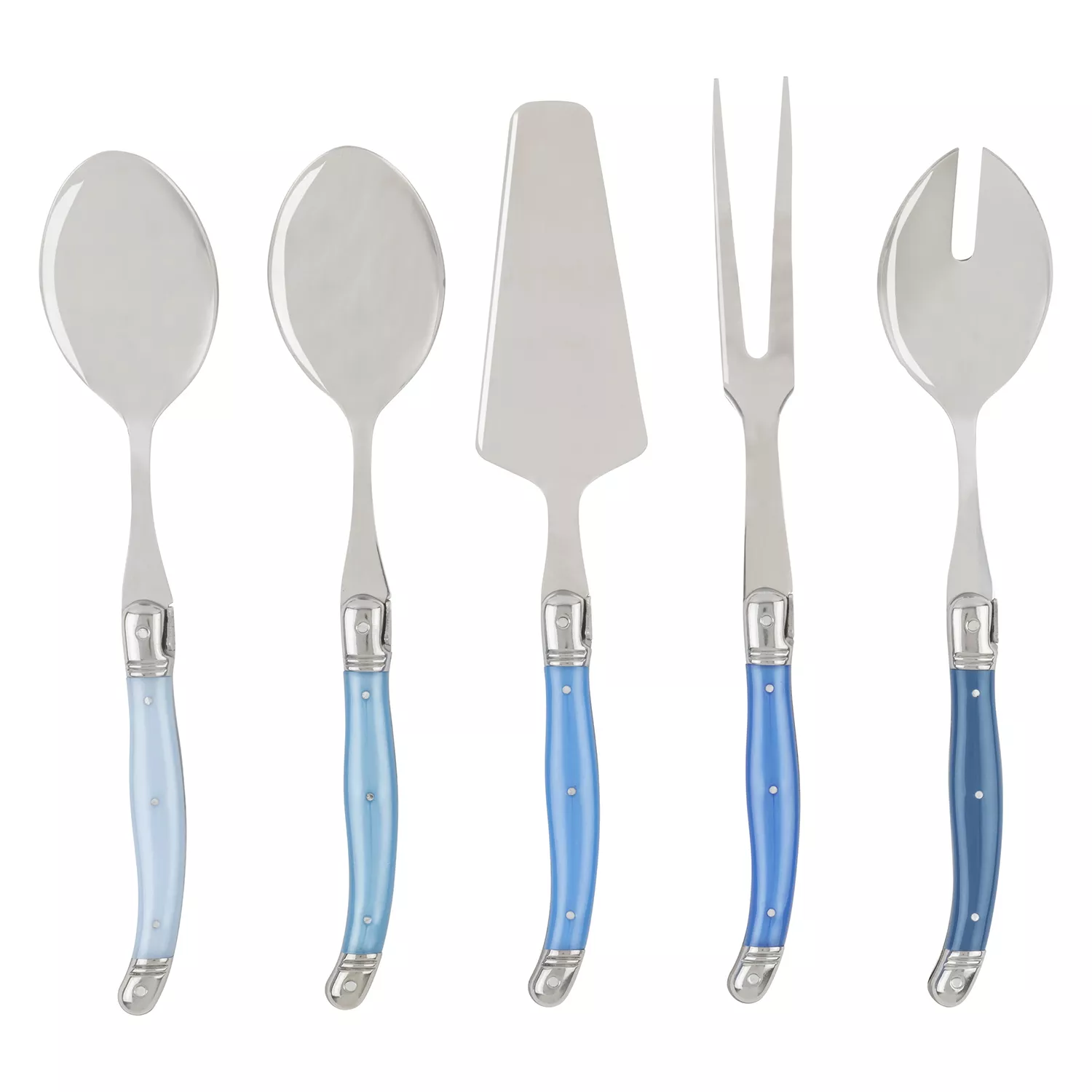 French Home Shades of Blue Laguiole Hostess Servers, Set of 5