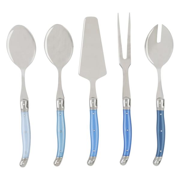 French Home Shades of Blue Laguiole Hostess Servers, Set of 5