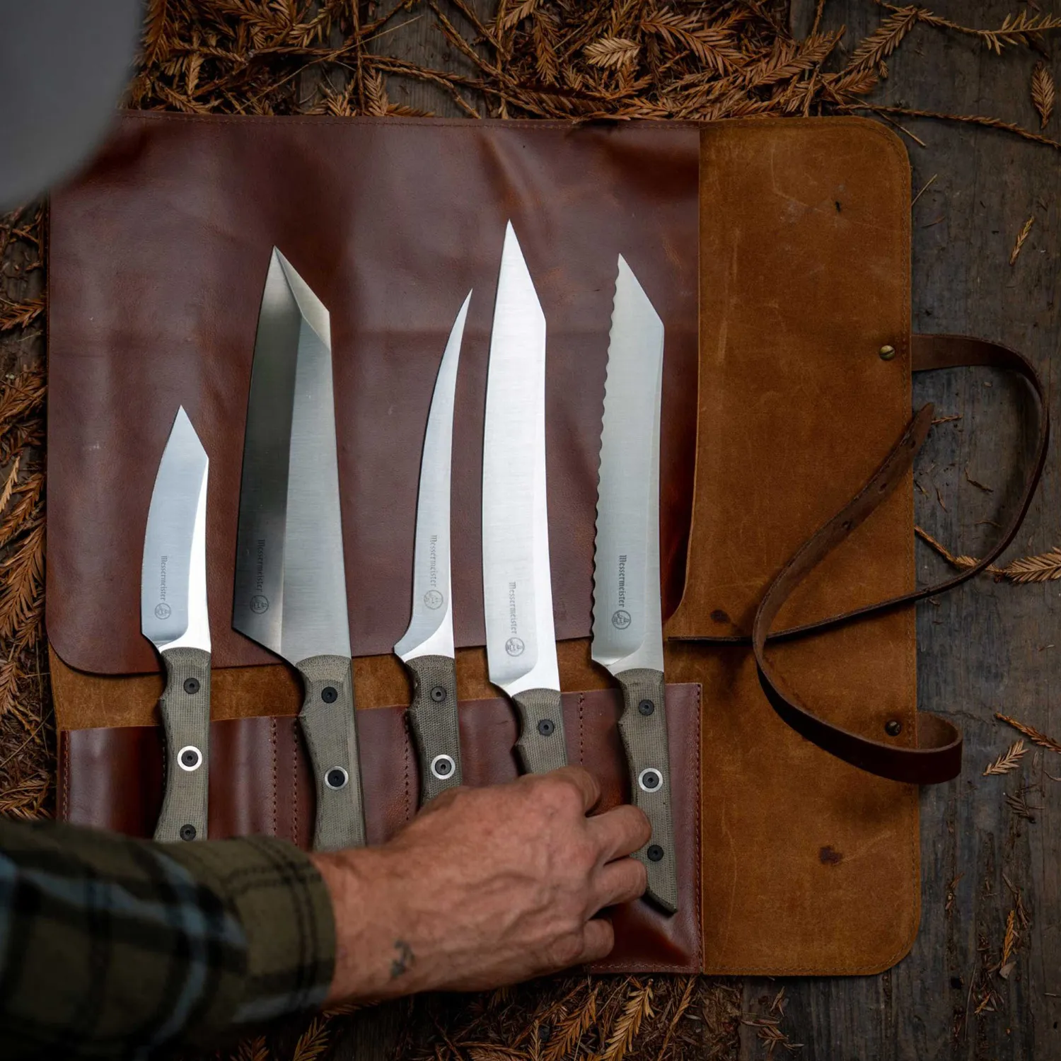 Messermeister Overland Expedtion 6-Piece Leather Roll Knife Set 