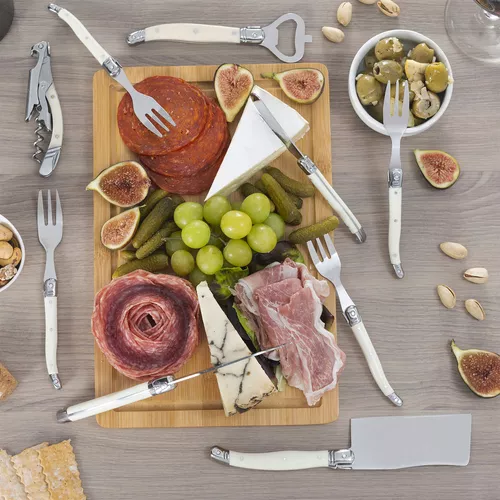 French Home Faux Ivory Laguiole Essential 9-Piece Charcuterie & Barware Set
