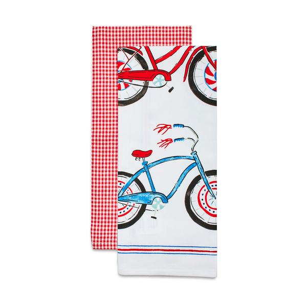 Bicycle Gingham Kitchen Towel