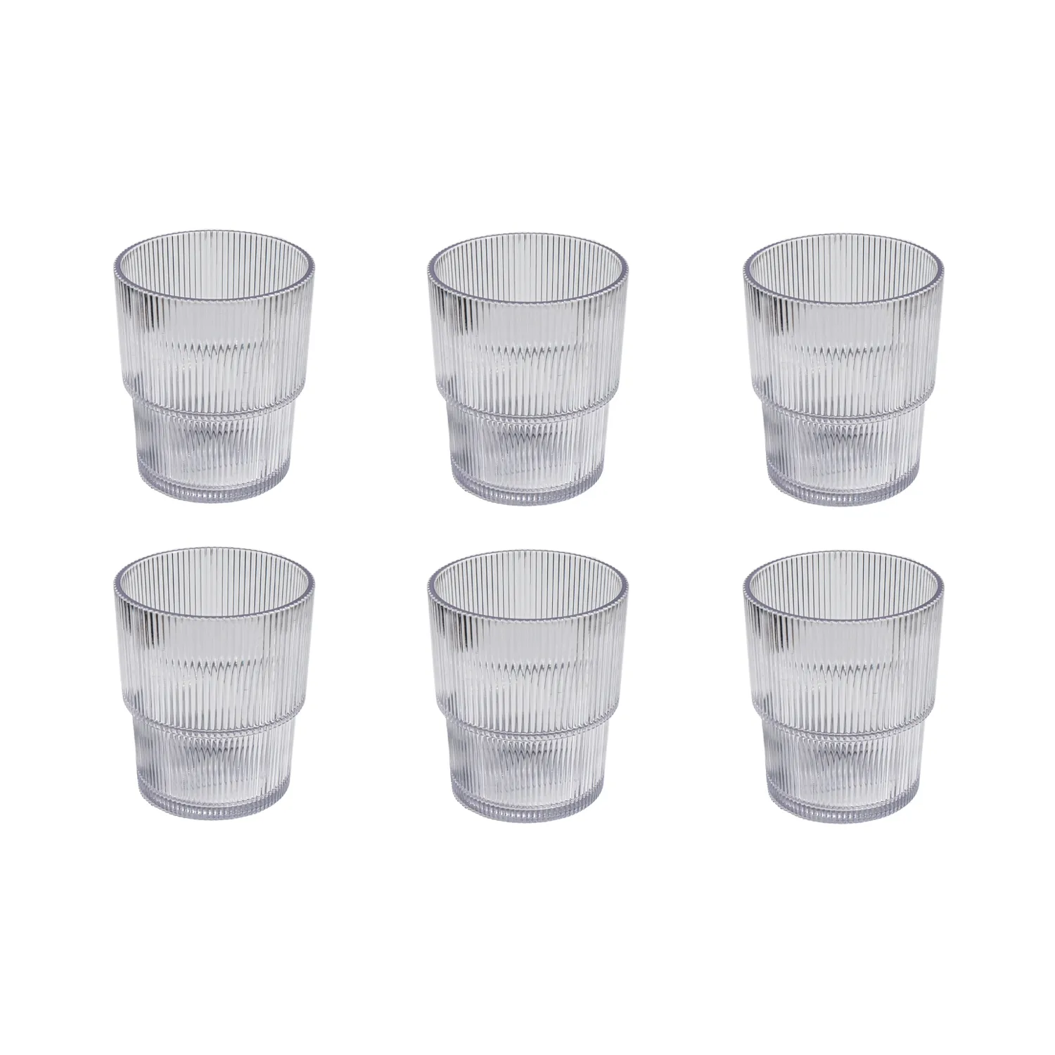 Tar Hong Ribbed Double Old-Fashioned Acrylic Glasses, Set of 6