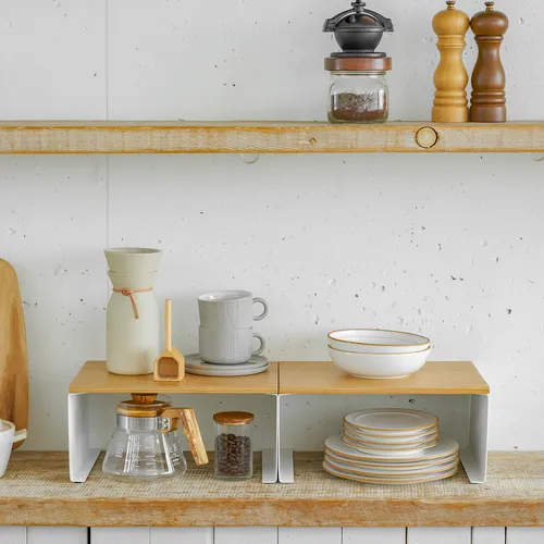Yamazaki Tosca Steel & Wood Stackable Countertop Shelf