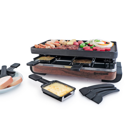 Swissmar Classic 8-Person Faux Wood Raclette with Reversible Cast Iron Grill Top