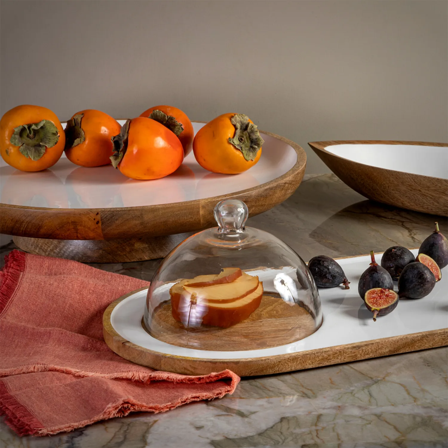 Be Home Madras Footed Platter, 18"