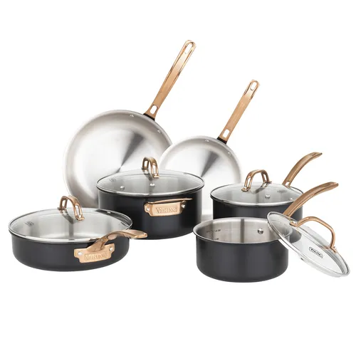 Viking® 3-Ply Stainless Steel Black & Copper 10-Piece Cookware Set