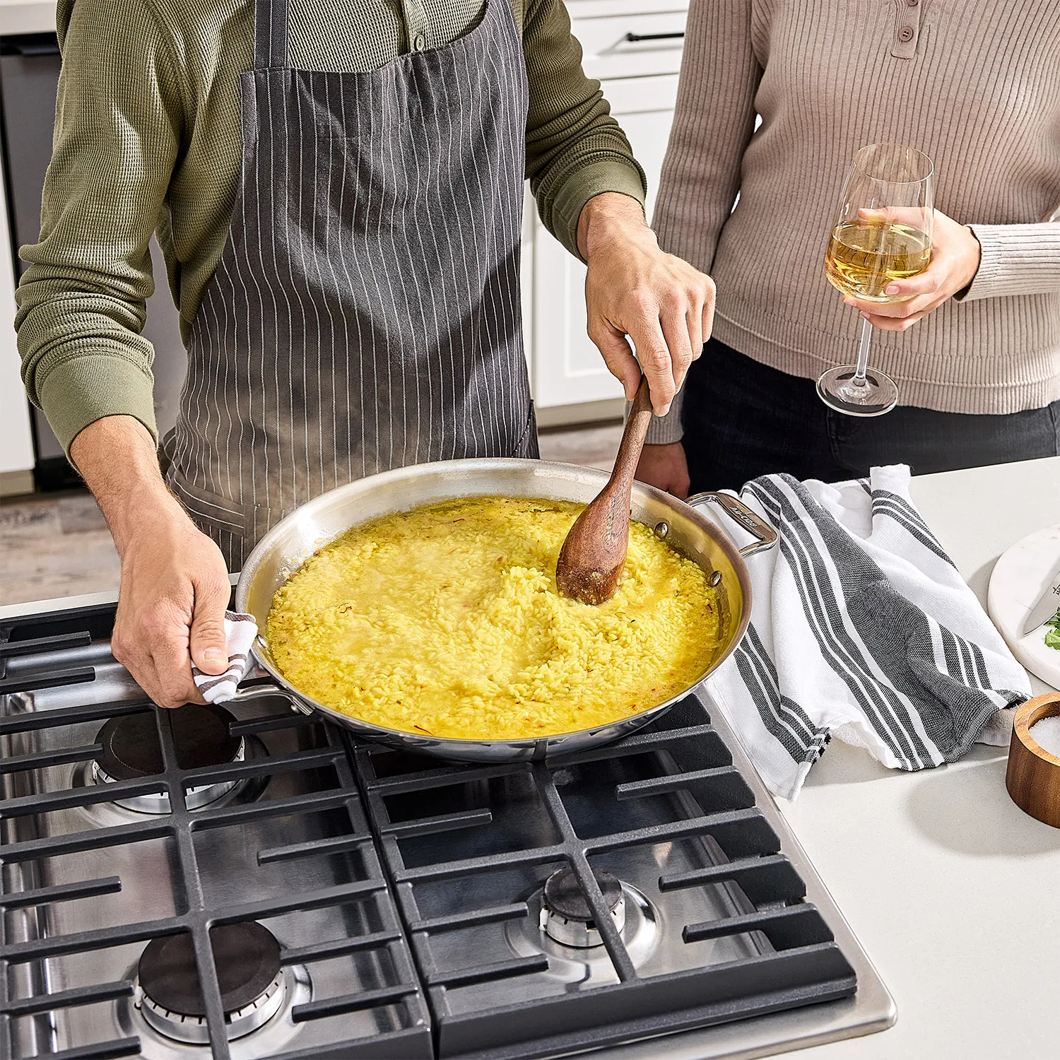 All-Clad D3 Stainless Steel Paella Pan, 14"