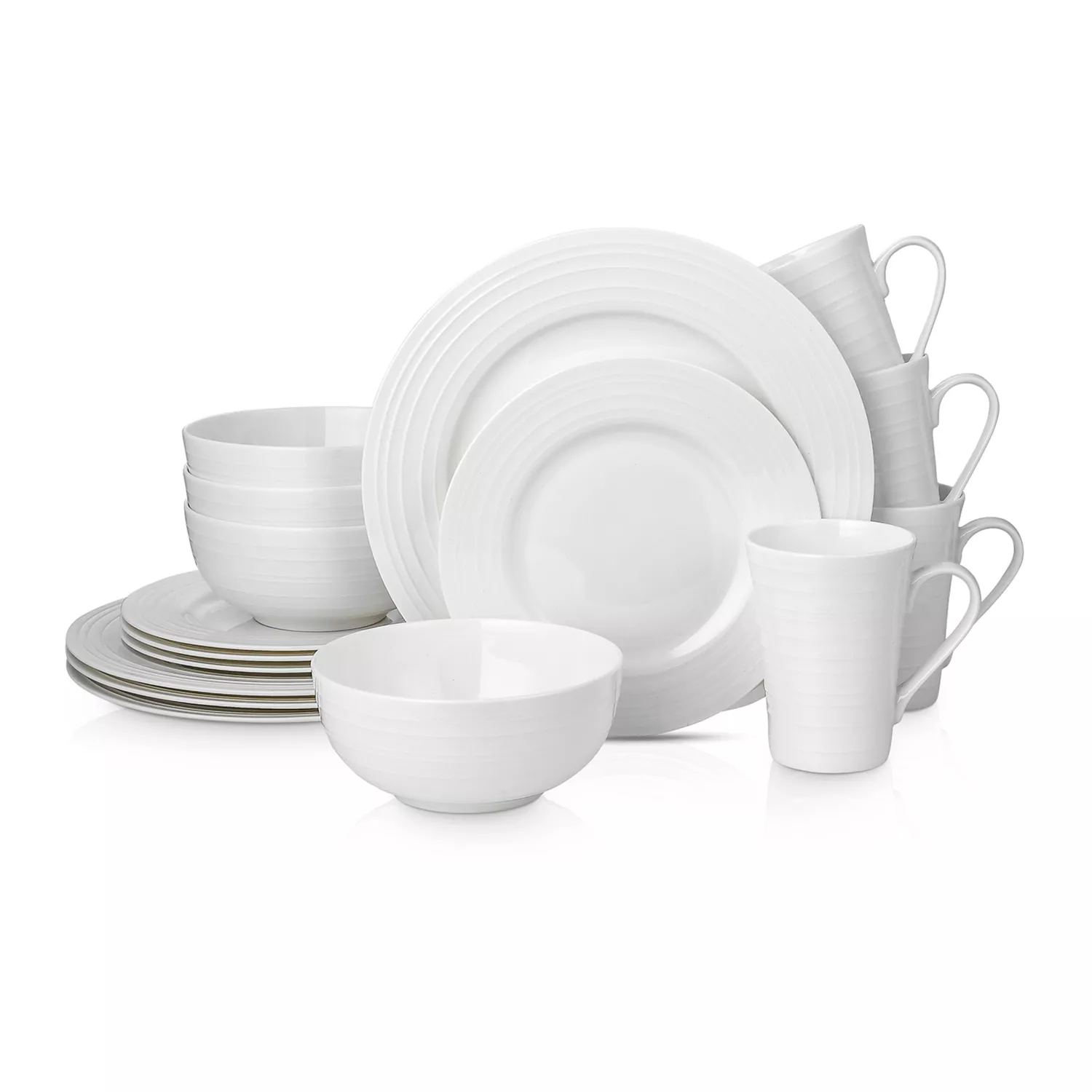 Stone Lain Bone China Round Swirl 16-Piece Dinnerware Set