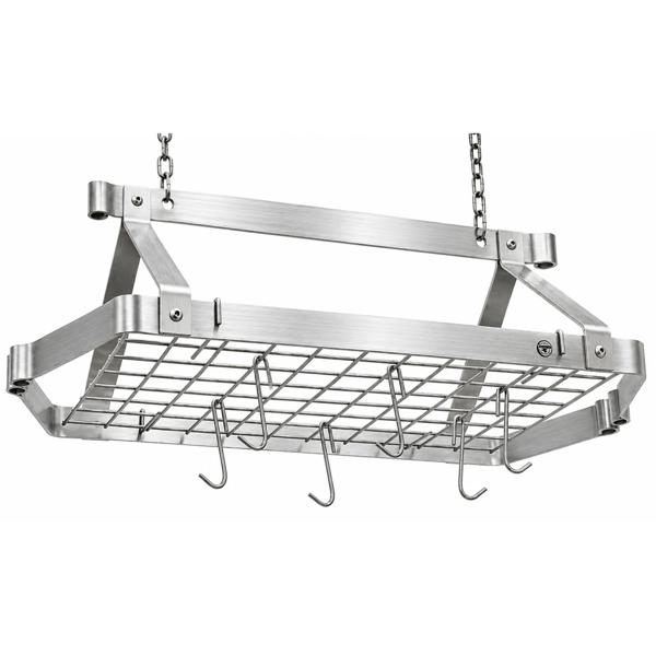 Enclume Retro Stainless Steel Rectangle Ceiling Pot Rack