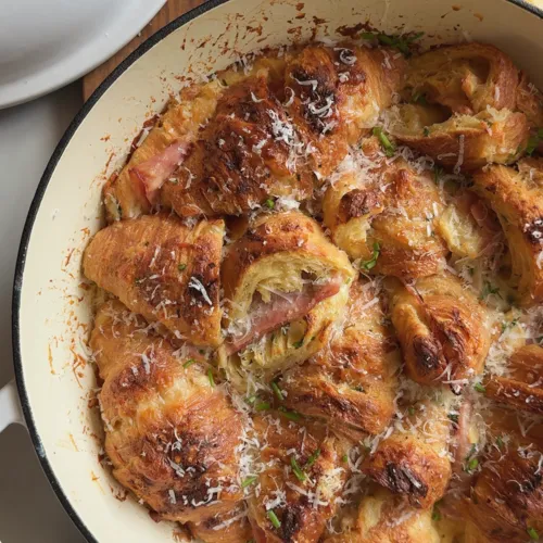 Ham and Cheese Croissant Bread Pudding