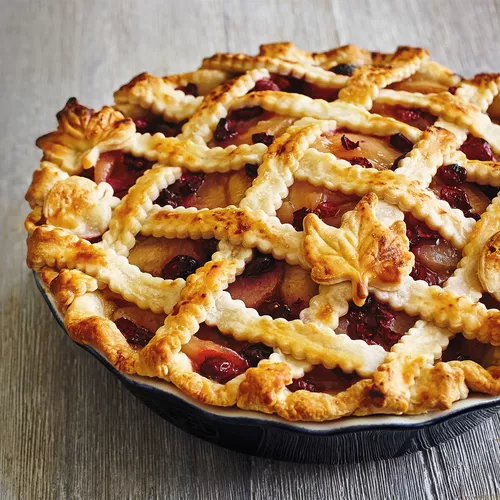 Autumn Leaf Apple-Cranberry Pie