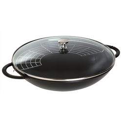 Staub Black Wok, 6 qt. The fact that it has flatter bottom for maximize heat contact for all stove top surfaces