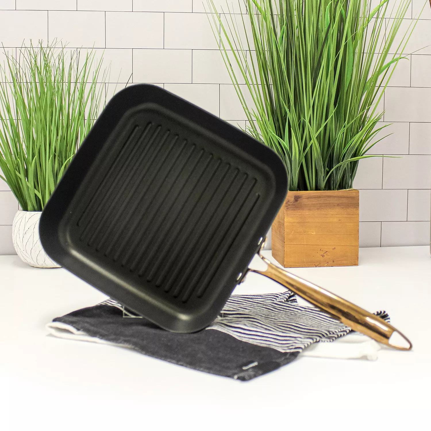 BergHOFF Ouro Hard-Anodized Square Grill Pan, 10&#34;