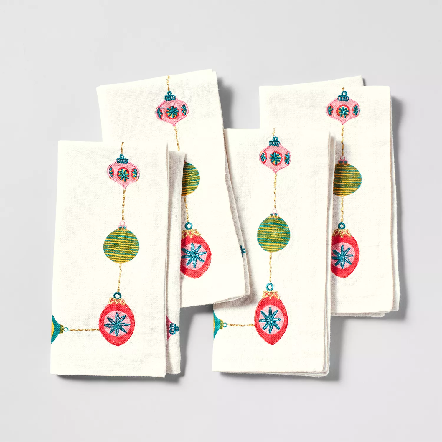 Sur La Table Nutcracker Embroidered Ornament Napkins, Set of 4