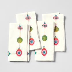 Sur La Table Nutcracker Embroidered Ornament Napkins, Set of 4