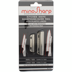 MinoSharp Guide Rails with Liners, Set of Two These are great - they will fit smaller knife blades and set them at a proper angle for sharpening