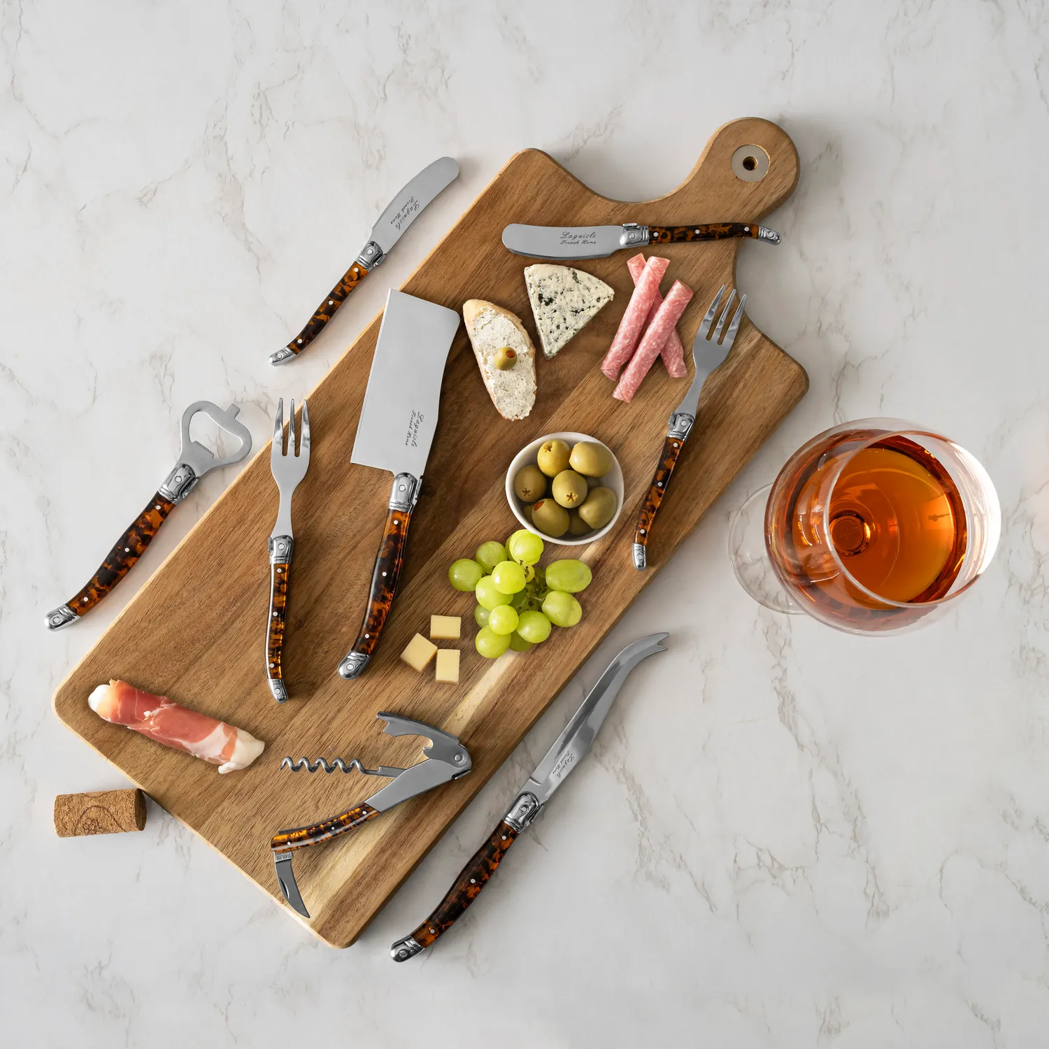 French Home Laguiole Pakkawod Bottle Opener Bar and Corkscrew Set