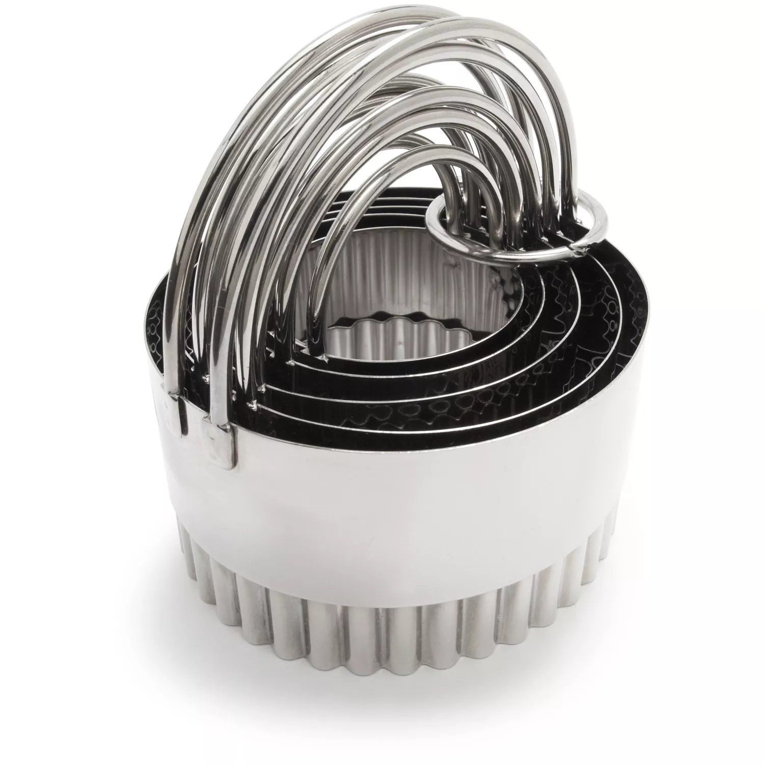 Sur La Table Stainless Steel Fluted Biscuit Cutters, Set of 5