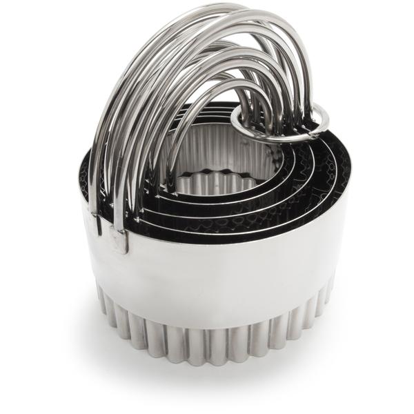 Sur La Table Stainless Steel Fluted Biscuit Cutters, Set of 5