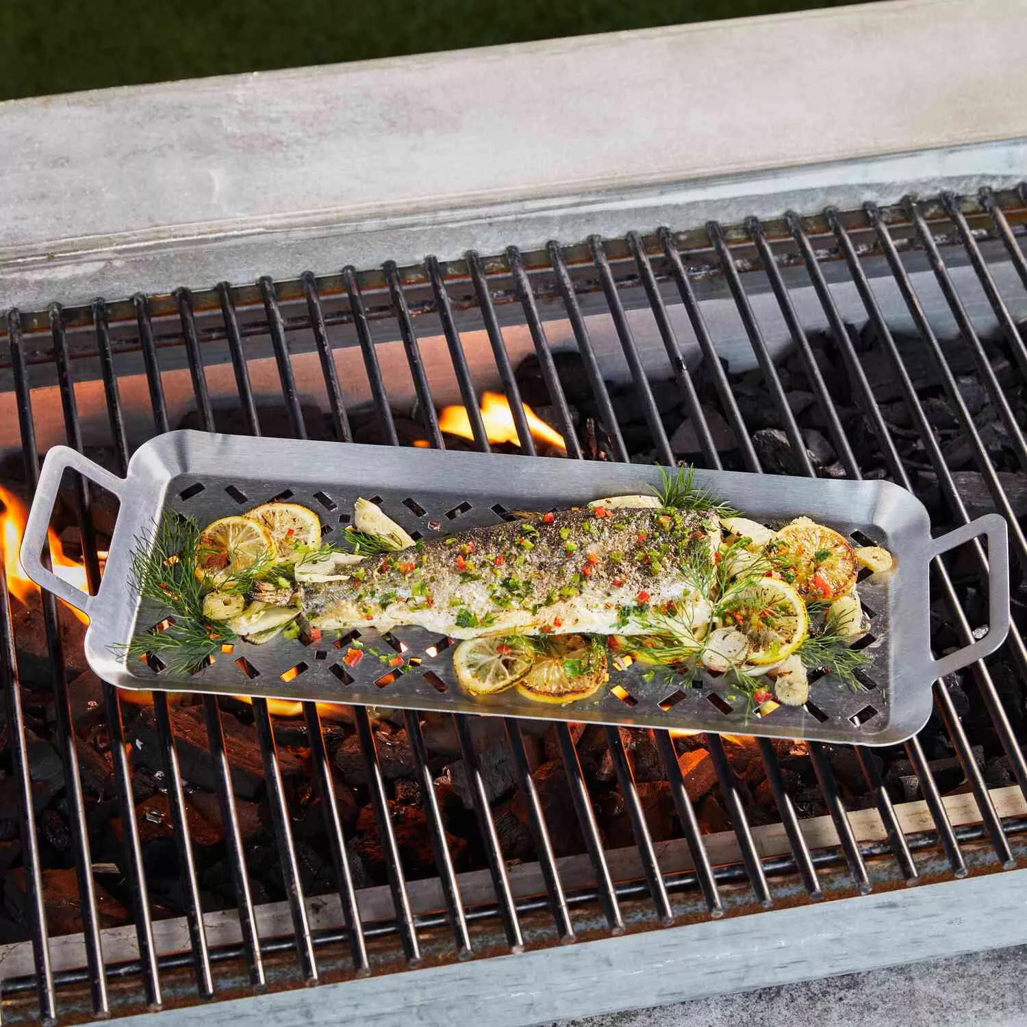 Sur La Table Stainless Steel Grilling Grid with Wood Trivet